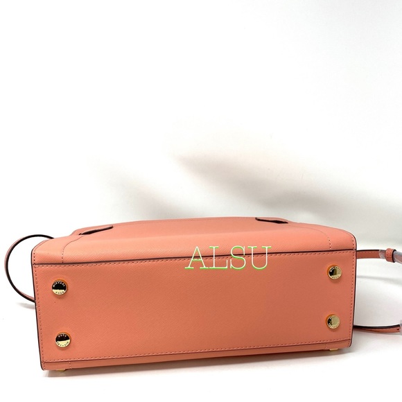 Michael Kors Rainer Medium Leather Satchel Peach - Picture 7 of 11